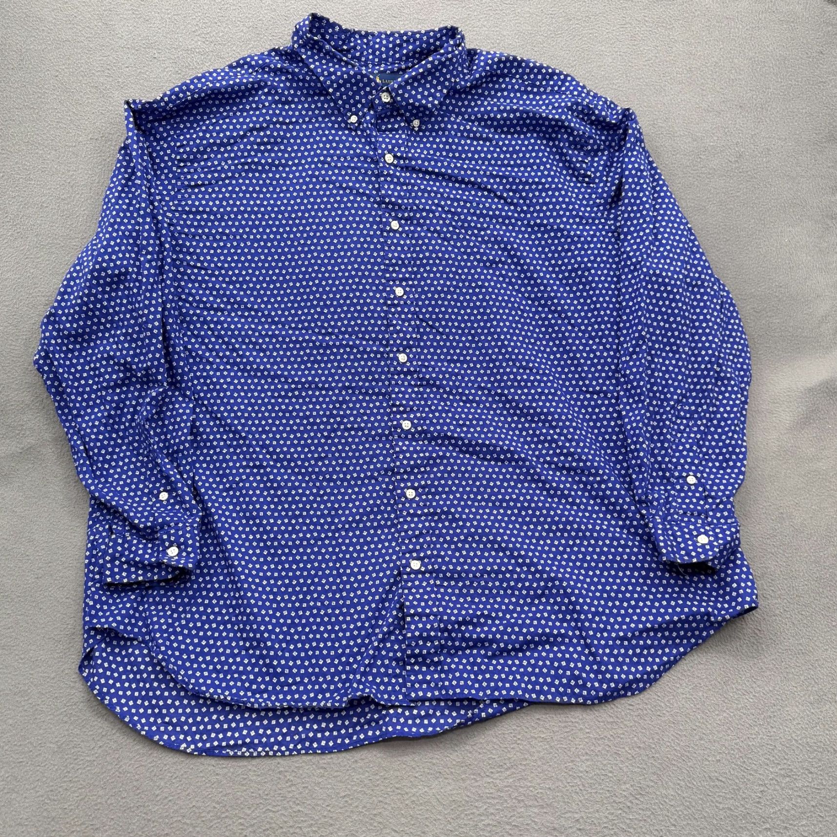 Ralph Lauren Ralph Lauren Shirt Mens Big 3X Blue Geometric Button Down Long Sleeve Cotton Size US XXL / EU 58 / 5 - 2 Thumbnail