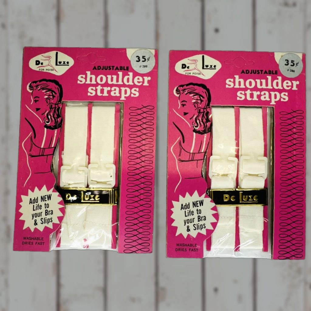 Vintage VINTAGE DeLuxe For Poise Adjustable Shoulder Straps Pair Lot of 2 Bra Slips NEW | White Polyester Size ONE SIZE - 1 Thumbnail