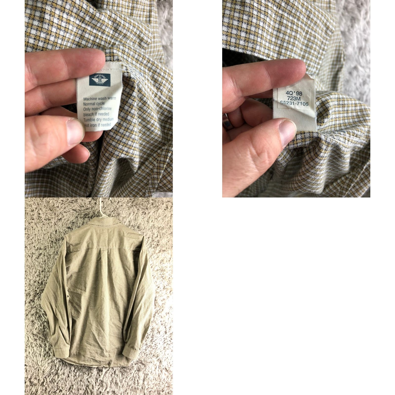 Dockers DOCKERS Mens XL Beige Plaid Long Sleeve Button Down Collar Shirt Size US XL / EU 56 / 4 - 8 Thumbnail