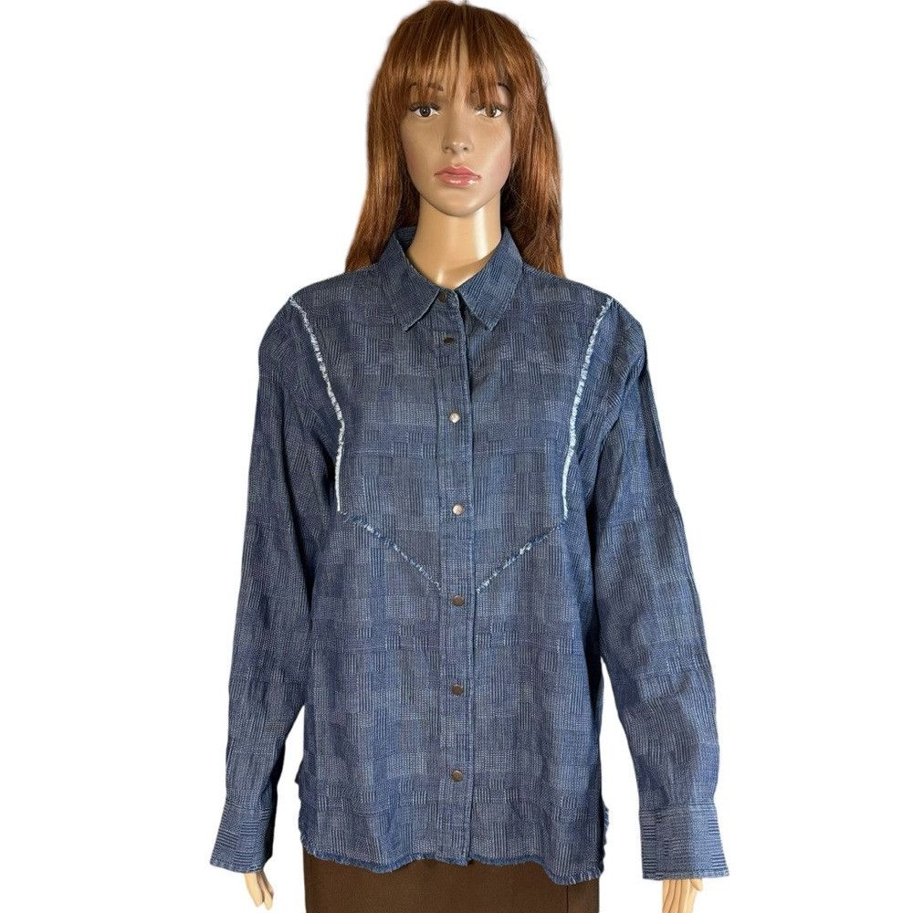 Wrangler NWT New Wrangler Retro Subtle Fray Western Snap Shirt Size Size S / US 4 / IT 40 - 2 Thumbnail