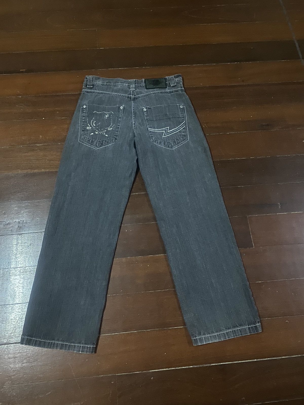 image of Anchor Blue x Jnco Fire Southpole Baggy Wide Leg in Black, Men's (Size 34)