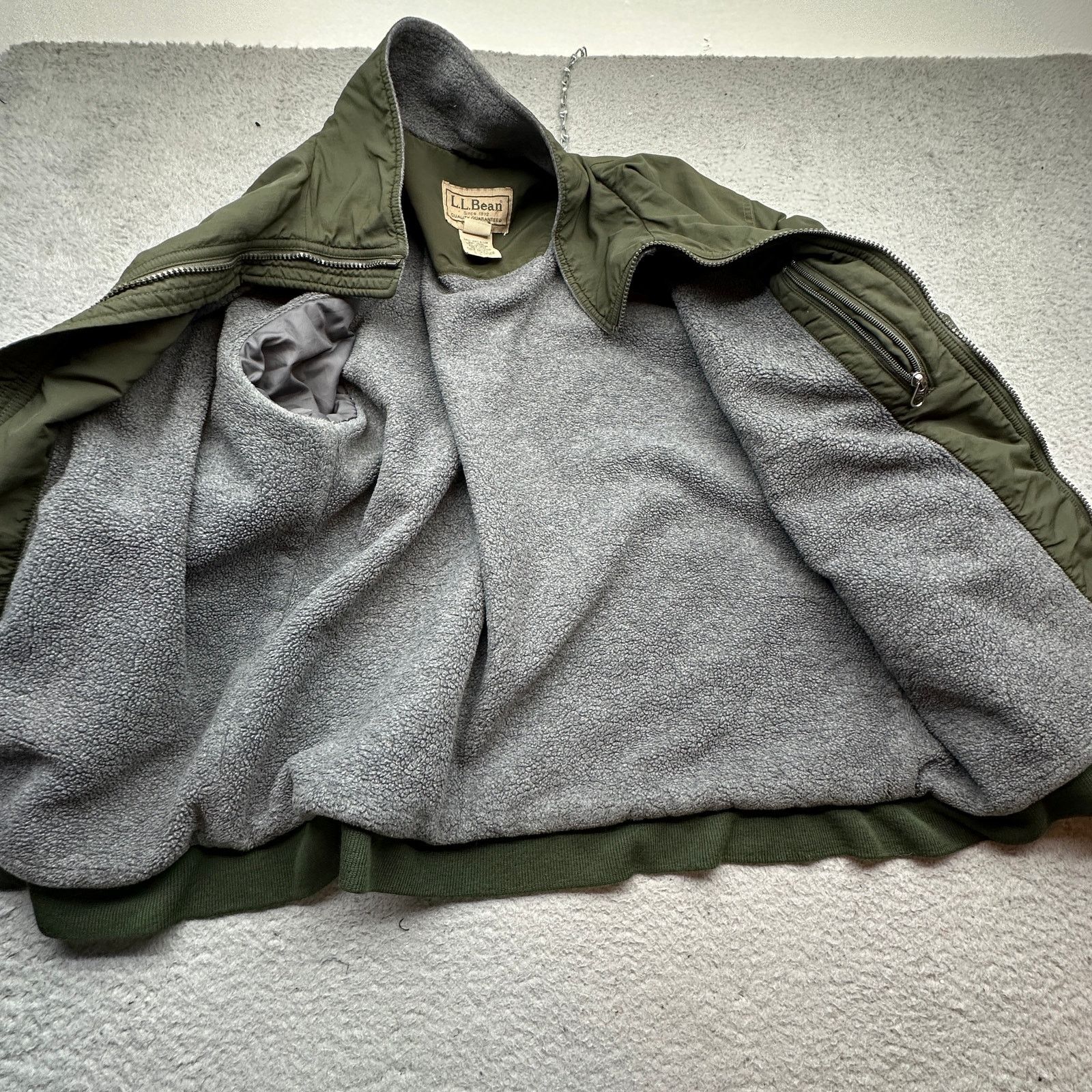 L.L. Bean LL Bean UF43 Fleece Lined Nylon Warm Up Bomber Jacket Large Size US L / EU 52-54 / 3 - 7 Thumbnail
