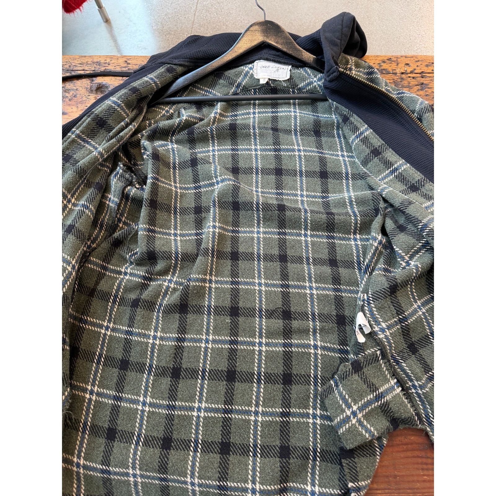 Greg Lauren Greg Lauren SAMPLE Green Plaid Hoodie Front Jacket Size US L / EU 52-54 / 3 - 7 Thumbnail