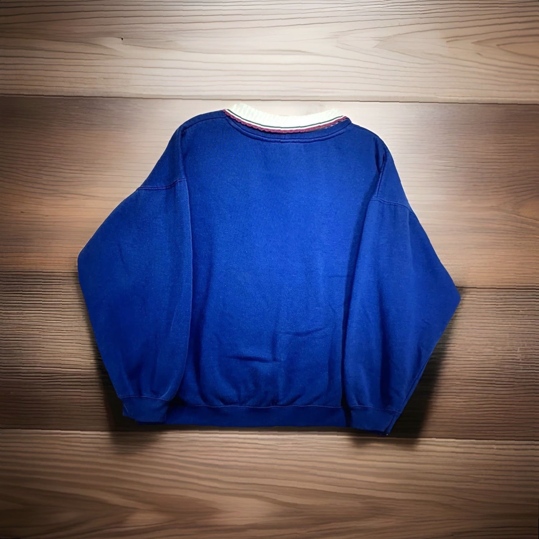 Vintage VINTAGE Women's Collared Sweatshirt 1X Blue Floral Embroidered 80s 90s Pullover Sweatshirt Casual Womens Buttonless? Size XL / US 12-14 / IT 48-50 - 2 Thumbnail