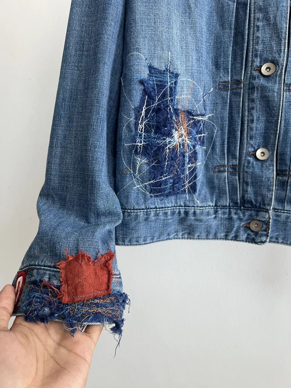Vintage Trashed Vintage Denim Jacket Distressed Grunge Size US S / EU 44-46 / 1 - 4 Thumbnail