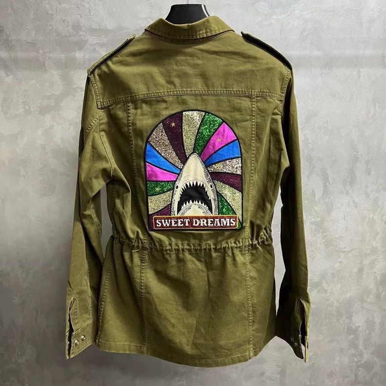 Saint Laurent Paris saint Laurent parisArmy green shark glitter scale print lo Size US S / EU 44-46 / 1 - 1 Thumbnail