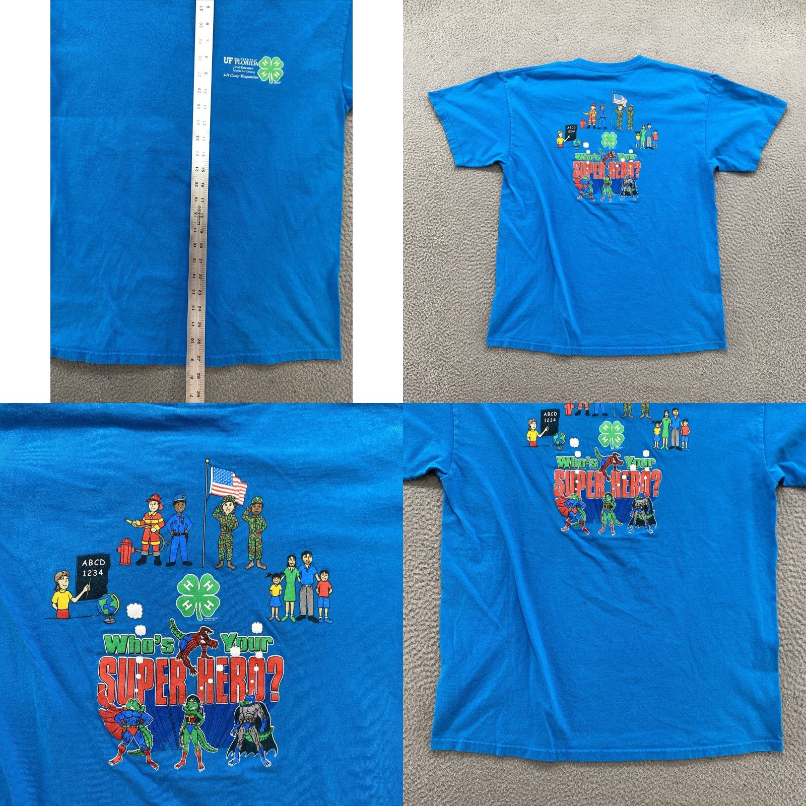 Gildan Florida Gators 4-H Super Hero’s Double Sided T-Shirt Adult Large Multicolor Double-Sided Hero T-Shirt Men L Girls Boys Womens Mens Size US L / EU 52-54 / 3 - 8 Thumbnail