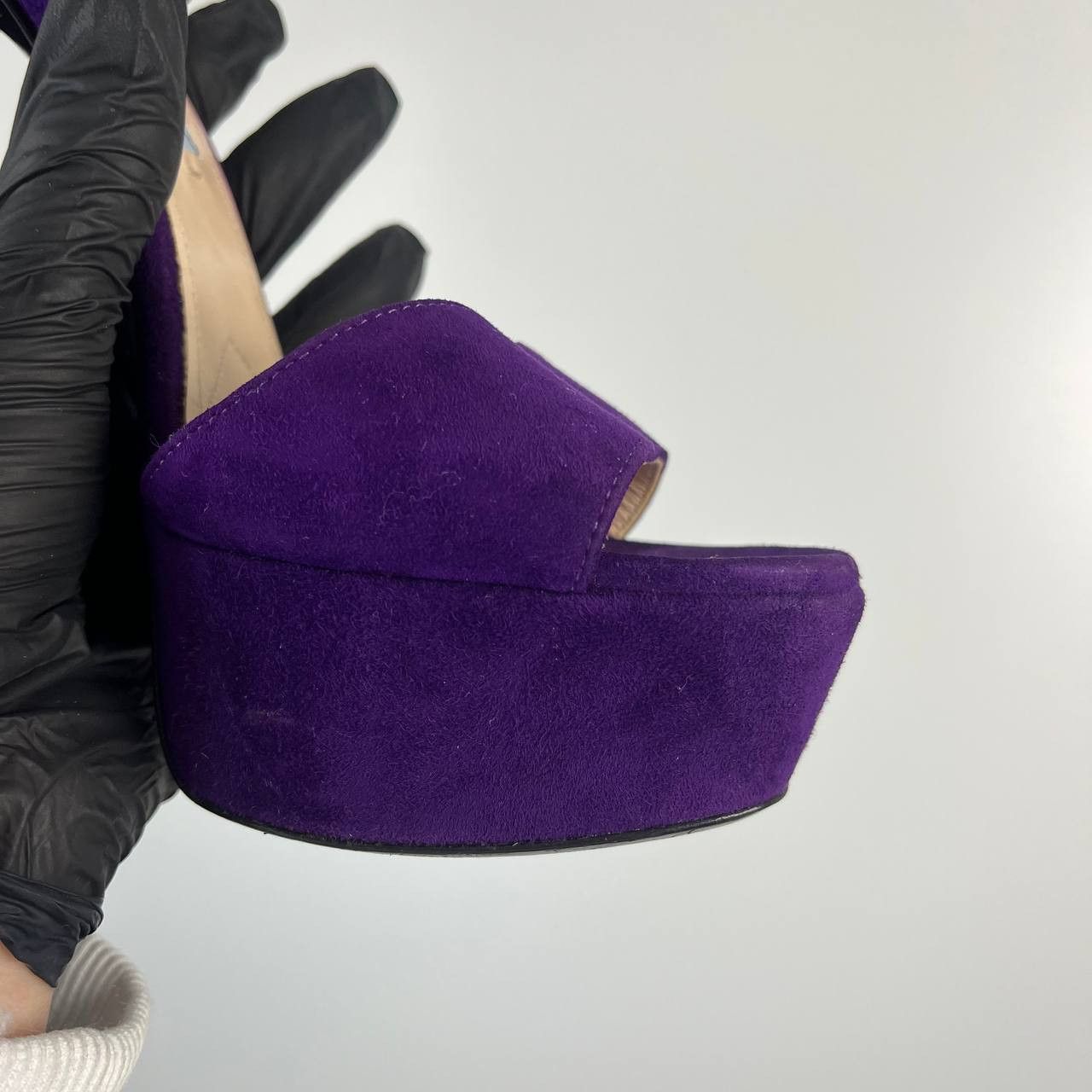Prada Prada Purple Suede Platform High Heel Sandals Size 37.5 Size US 7.5 / IT 37.5 - 8 Thumbnail