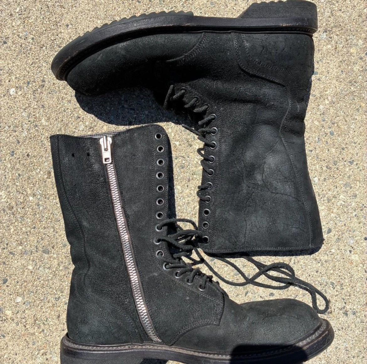 Rick Owens Rick Owens Black Suede Sharktooth Combat Boots FW14 Size US 7.5 / EU 40-41 - 1 Thumbnail
