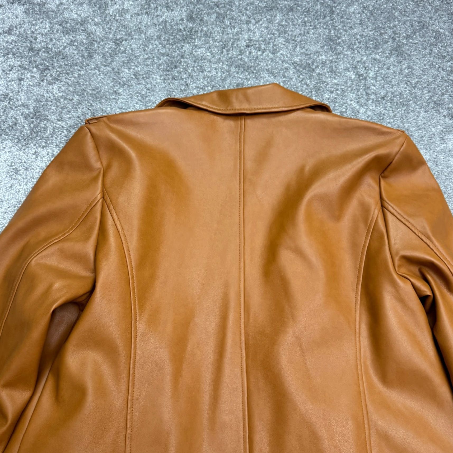 Pendleton VINTAGE Bagatelle Collection Faux Leather Open Front Blazer Jacket Women Large Brown Tan Size XXL / US 16-18 / IT 52-54 - 3 Thumbnail