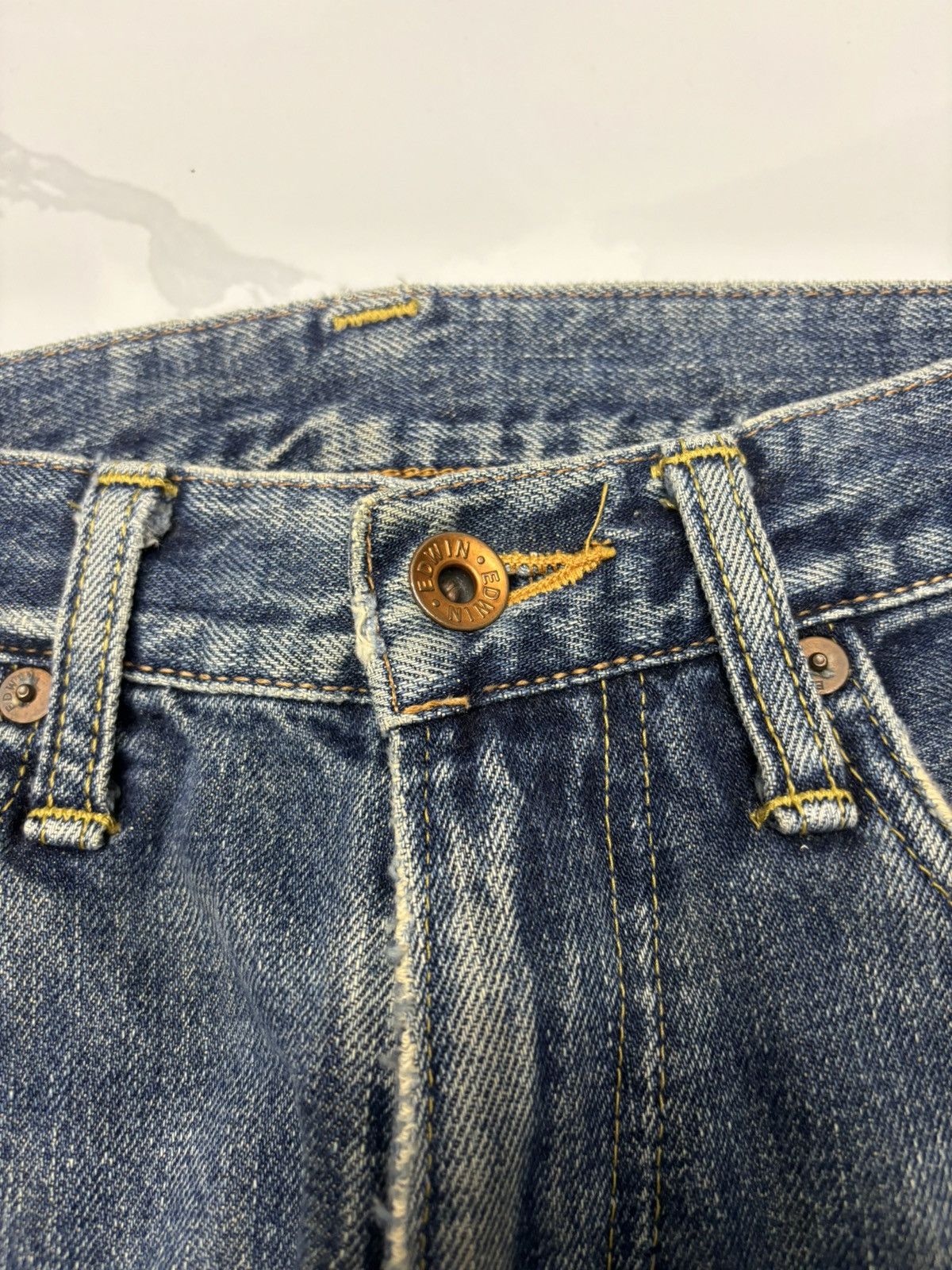Edwin VINTAGE EDWIN 505x SELVEDGE BAGGY DISTRESS DENIM JEANS Size US 28 / EU 44 - 10 Thumbnail