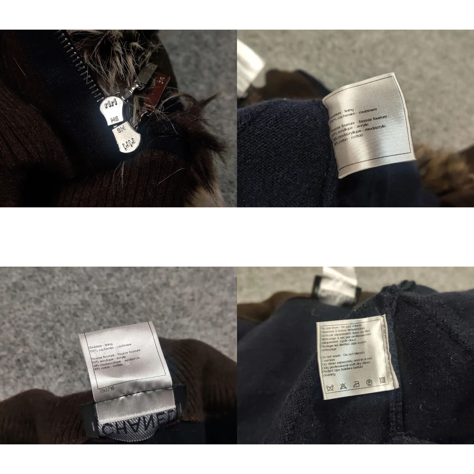 Chanel VINTAGE CHANEL Jacket Women M Brown Cashmere Wool Faux Fur Zip 90s Designer Size M / US 6-8 / IT 42-44 - 10 Thumbnail