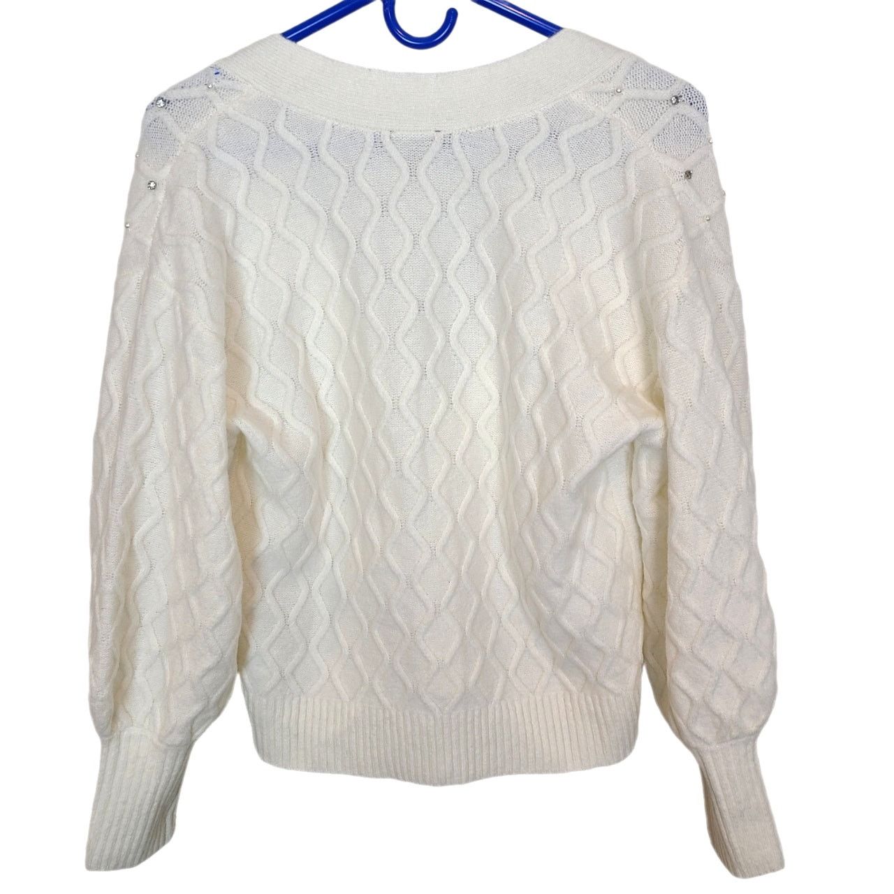 Robert Talbott Talbots Womens Wool Lattice Knit Rhinestone Cardigan Sweater Size S / US 4 / IT 40 - 9 Thumbnail