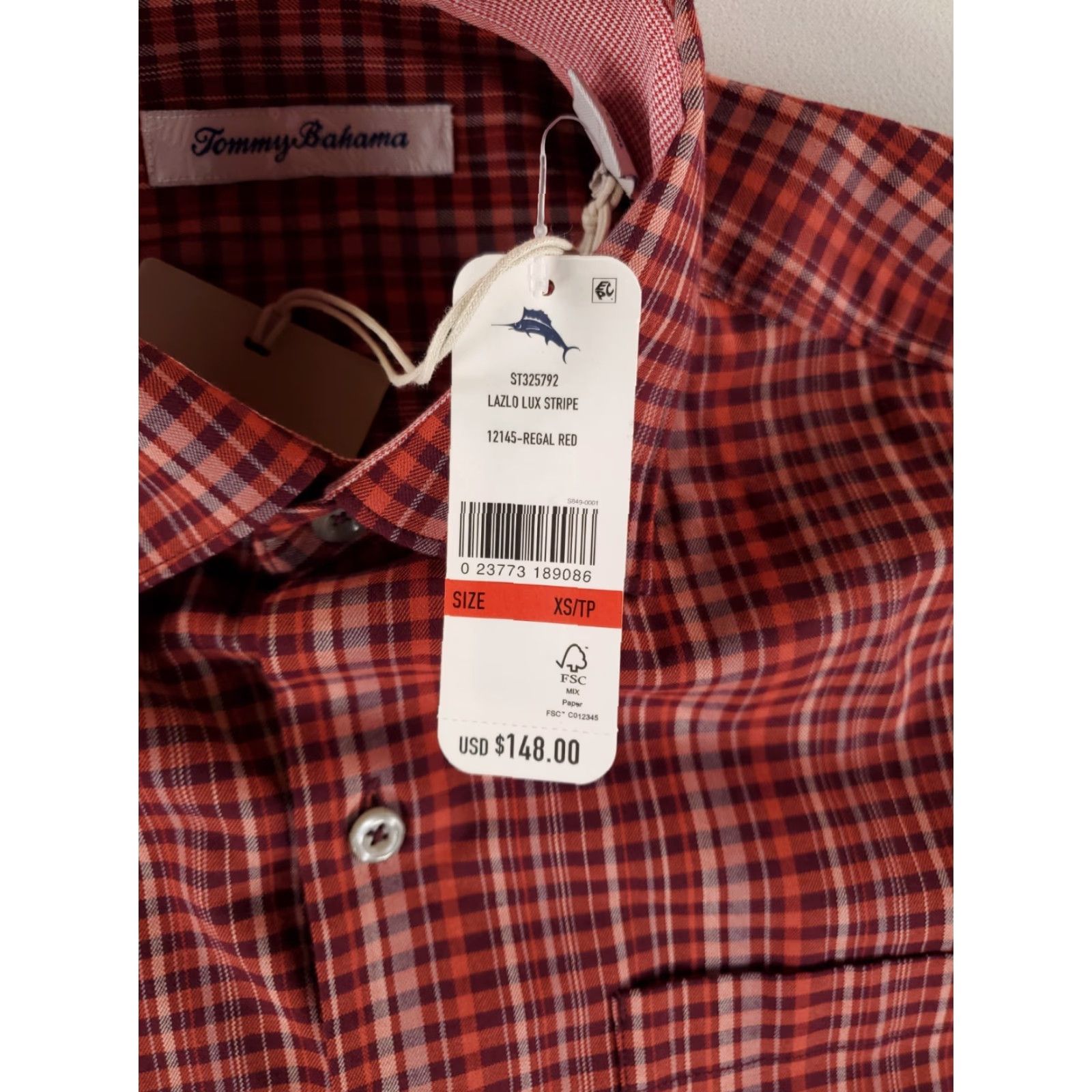 Tommy Bahama Tommy Bahama Lazlo Lux Button Down Shirt Plaid Red Mens XS Button-Up Long Sleeve Shirt Mens XS Red Plaid Lazlo Lux Button-Down Size US XS / EU 42 / 0 - 2 Thumbnail