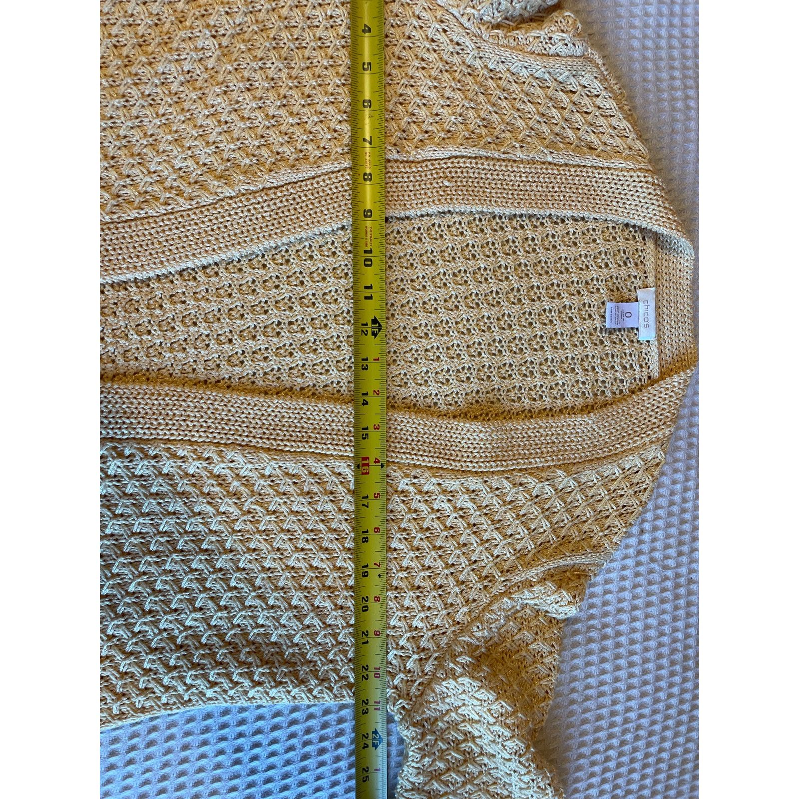 Chicos Chico’s Yellow Loose Knit Open Front Cardigan 0 (XS/Small) Size S / US 4 / IT 40 - 8 Thumbnail