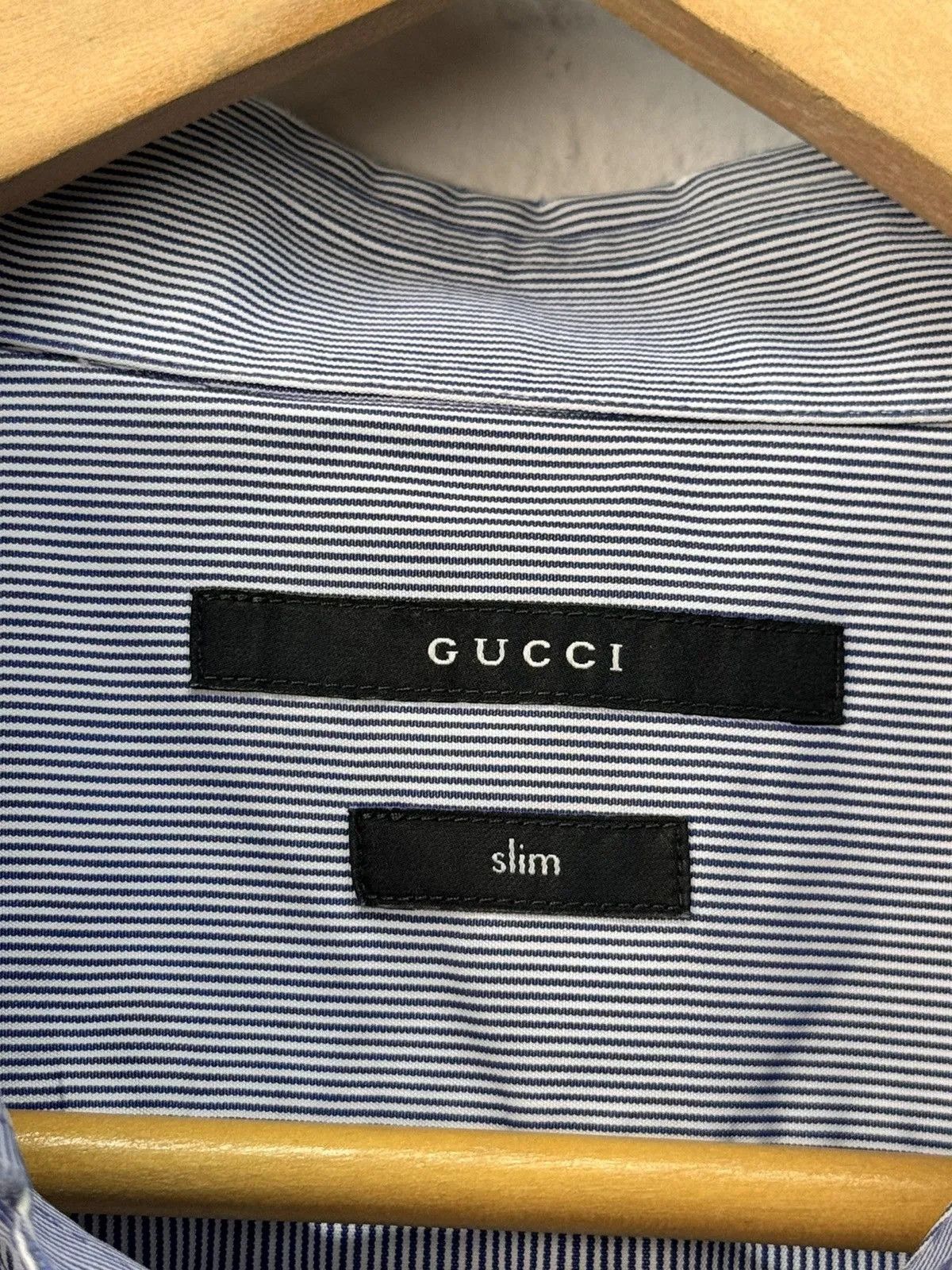 Gucci Vintage Gucci RARE Striped Silk Blue Shirt Size US L / EU 52-54 / 3 - 7 Thumbnail