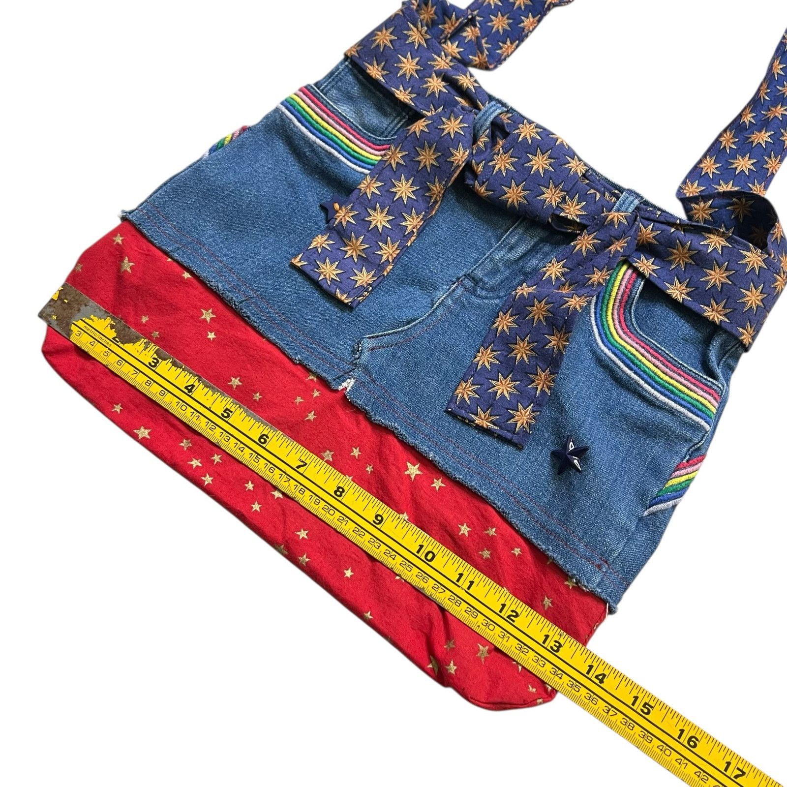Vintage Handmade Denim Patchwork Tote Bag Upcycled Boho Shoulder Bag Size ONE SIZE - 3 Thumbnail
