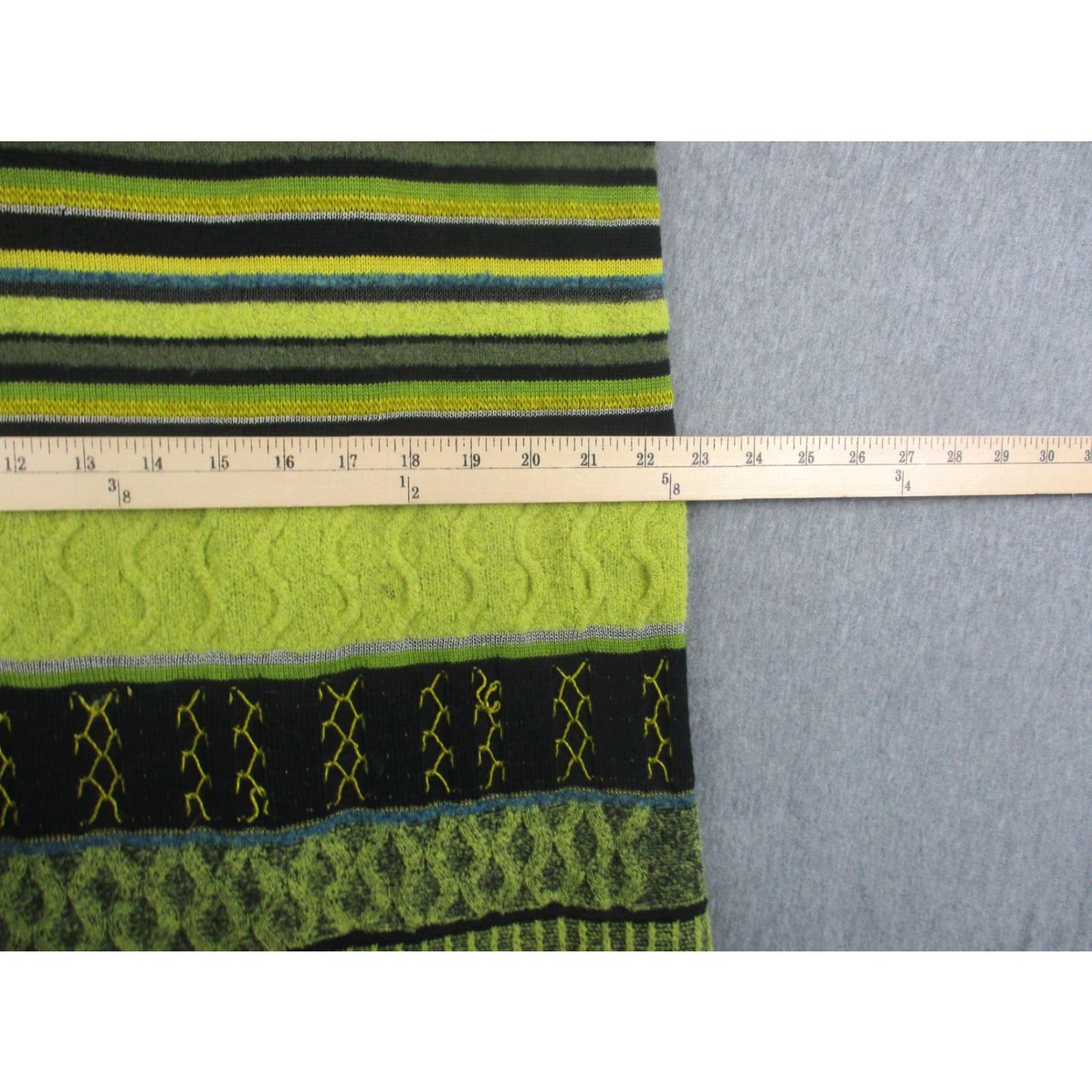 Vintage VINTAGE Questa Donna Skirt Womens 42 Green Striped Merino Wool Blend Knit Maxi Lined Size 28" / US 6 / IT 42 - 4 Thumbnail