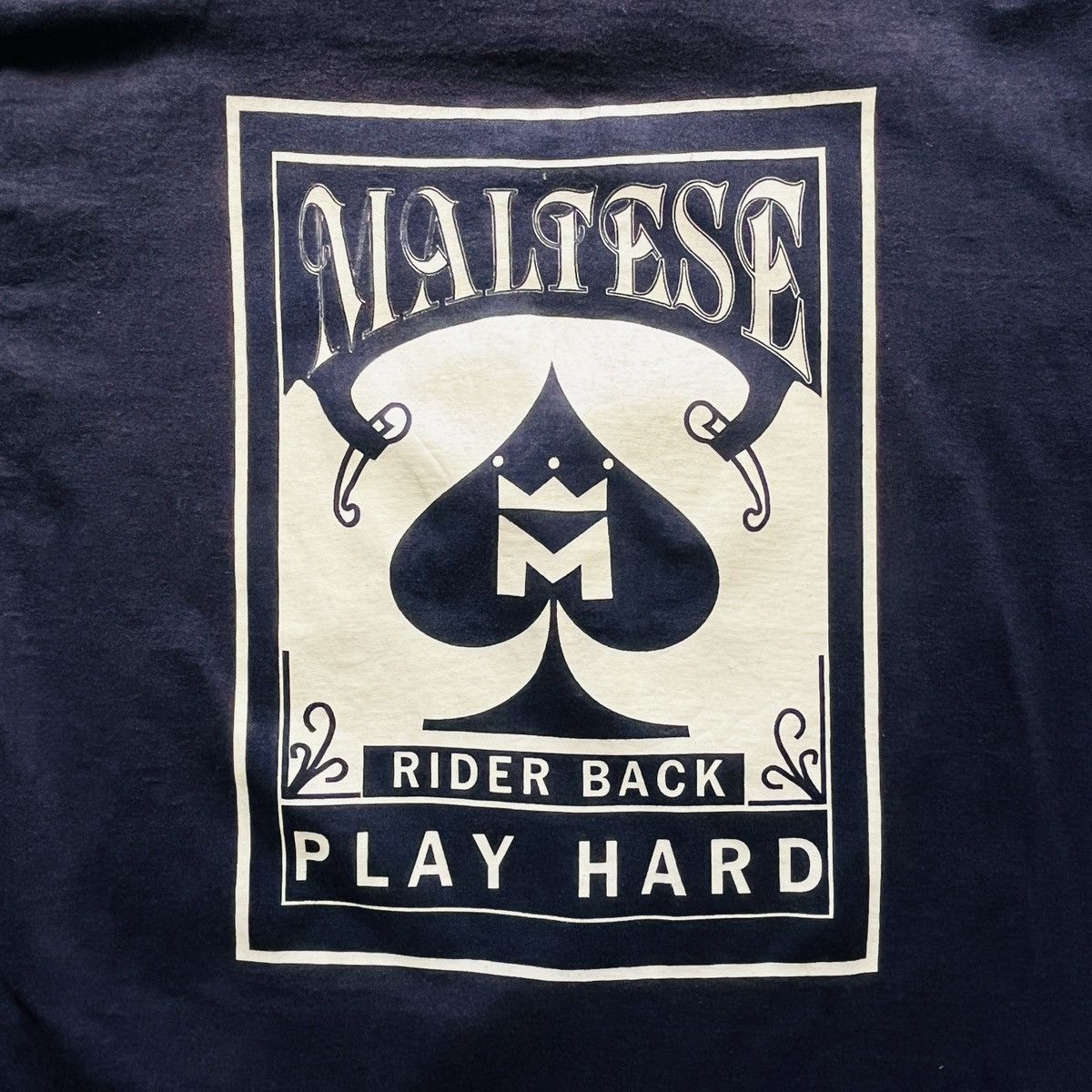 Vintage Faded Black MALTESE Rider Back Play Hard TShirt Size US L / EU 52-54 / 3 - 14 Thumbnail