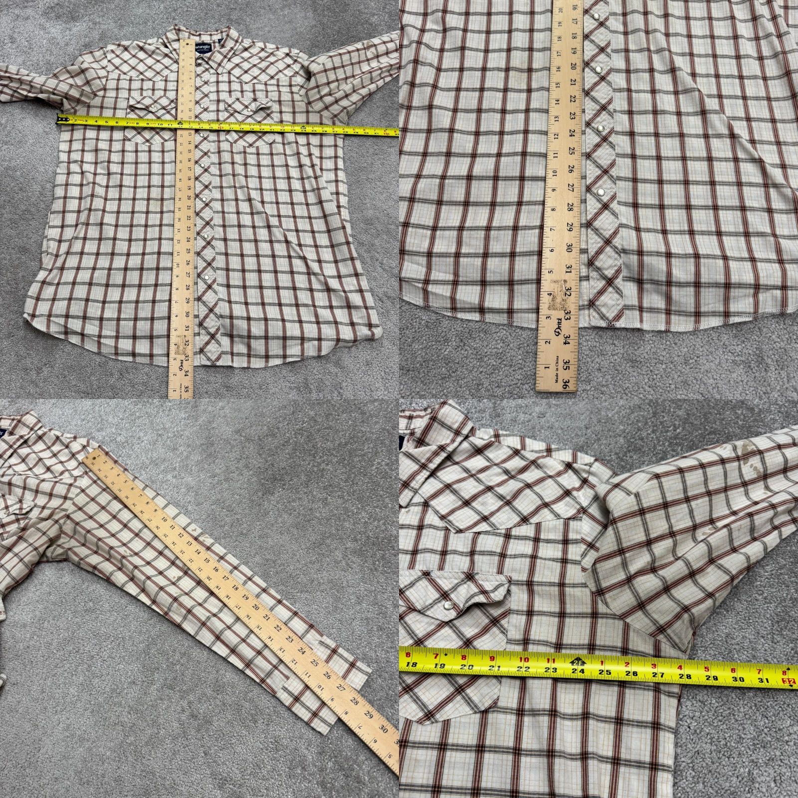 Wrangler Wrangler Shirt Mens 2XL Tall Brown Long Sleeve Western Button-Up Plaid Casual Workwear All Seasons Classic Outdoor 56 in Chest Mens Size US XXL / EU 58 / 5 - 9 Thumbnail