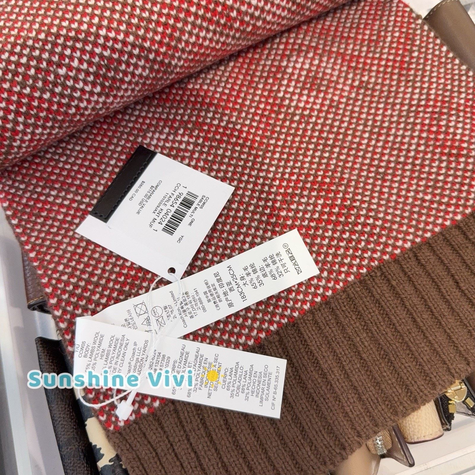 Coach NWT Bundle Coach Knit Muffler CCW05 & Gloves CCW71 Sable Size ONE SIZE - 7 Thumbnail