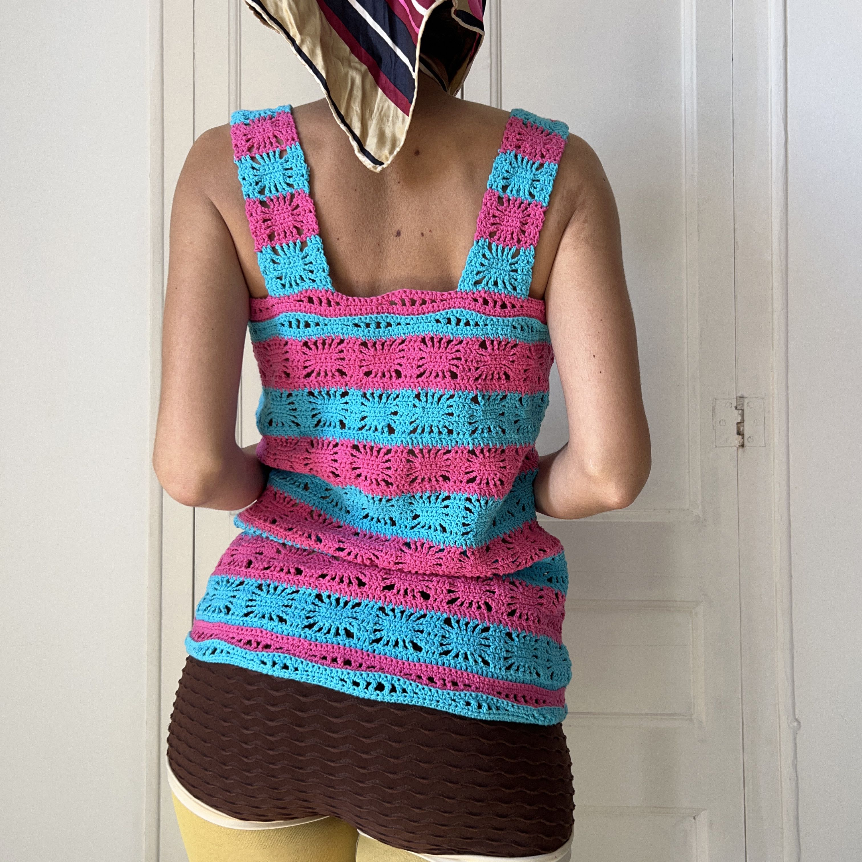 Vintage Vintage Boho Striped Crochet Tank Top Size M / US 6-8 / IT 42-44 - 5 Thumbnail