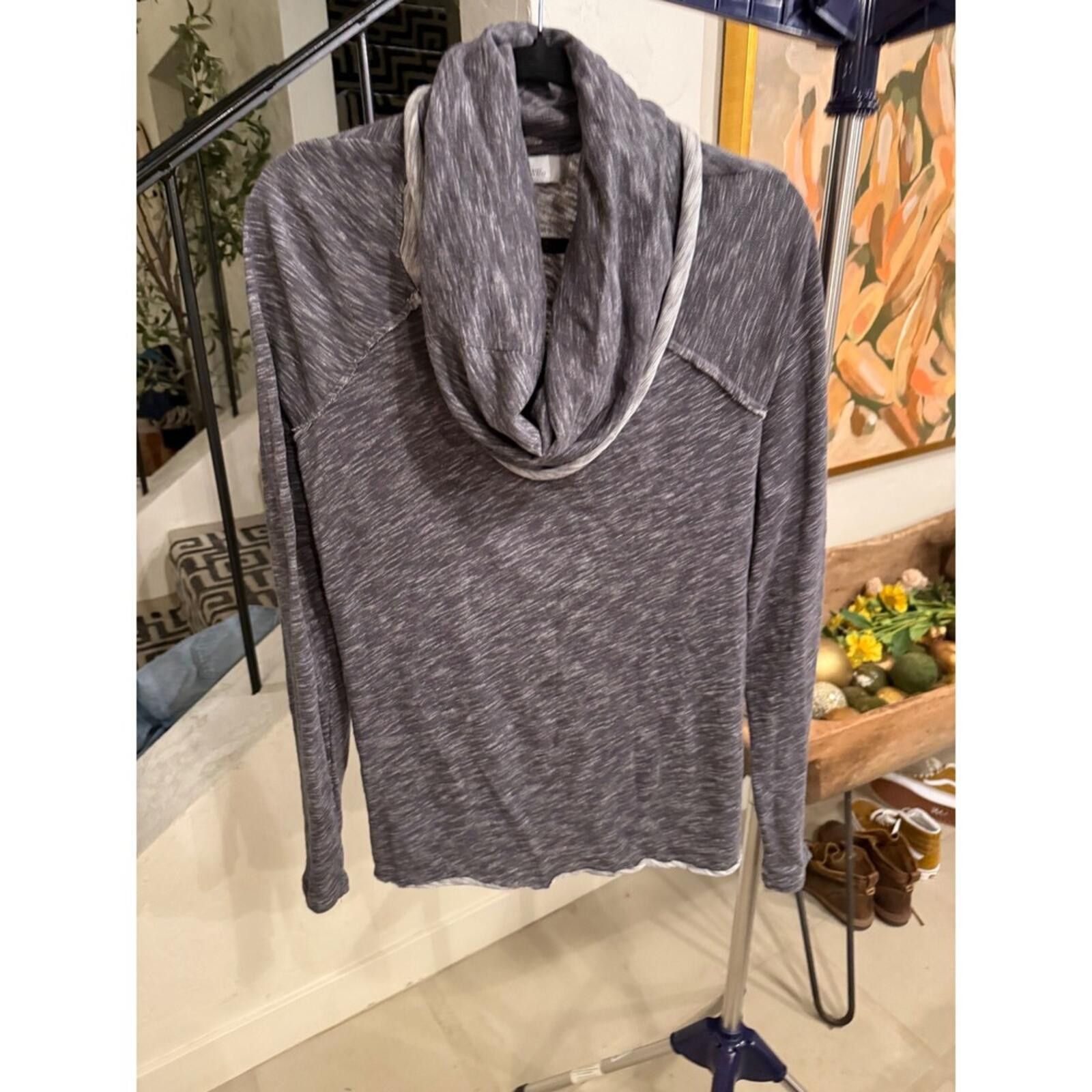 Free People Free People FP Beach Grey Space Dye Cowl Neck Hoodie Top M Size M / US 6-8 / IT 42-44 - 4 Thumbnail
