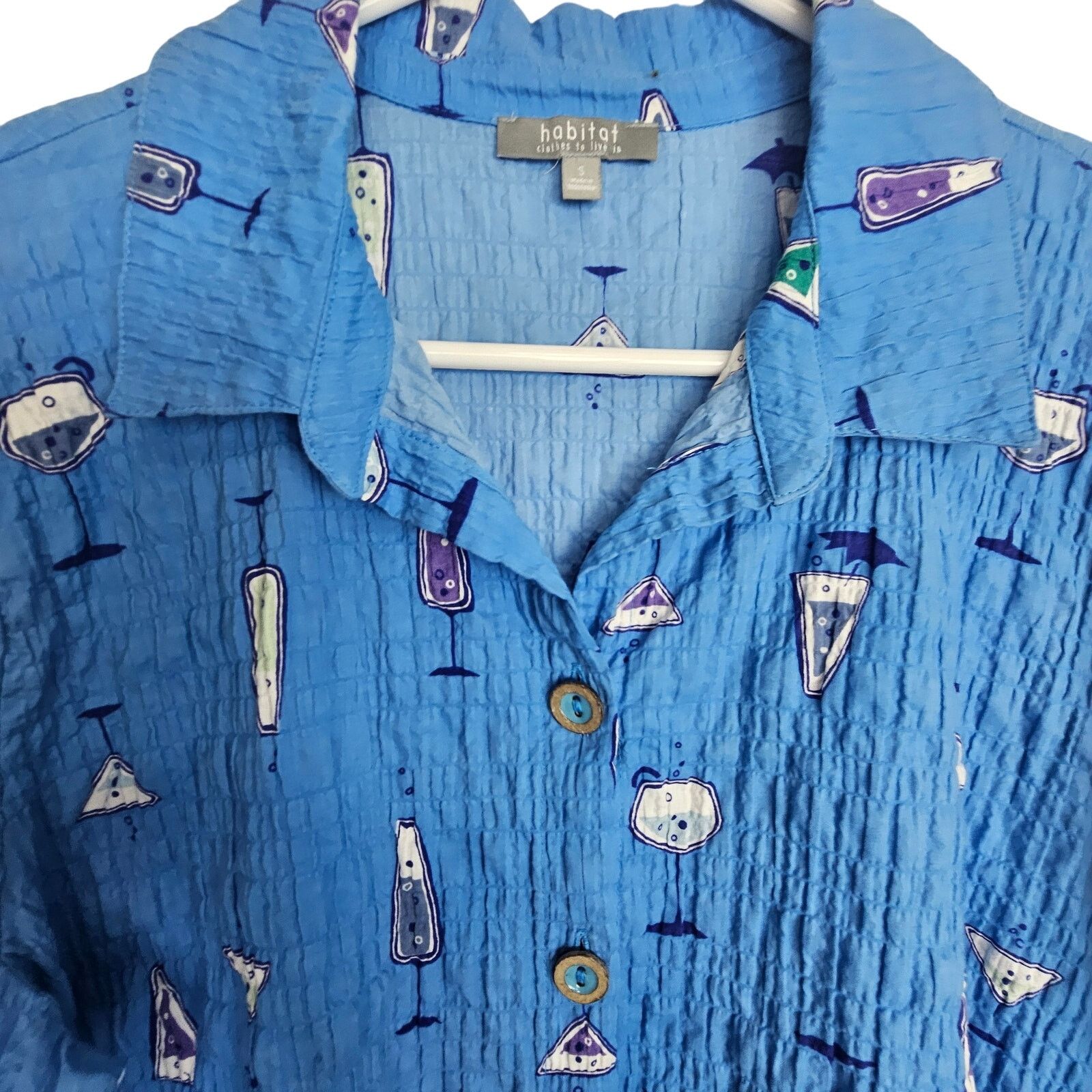 Habitat Habitat Womens Wine Print Artsy Seersucker Crinkle Top Sz S Size S / US 4 / IT 40 - 2 Thumbnail