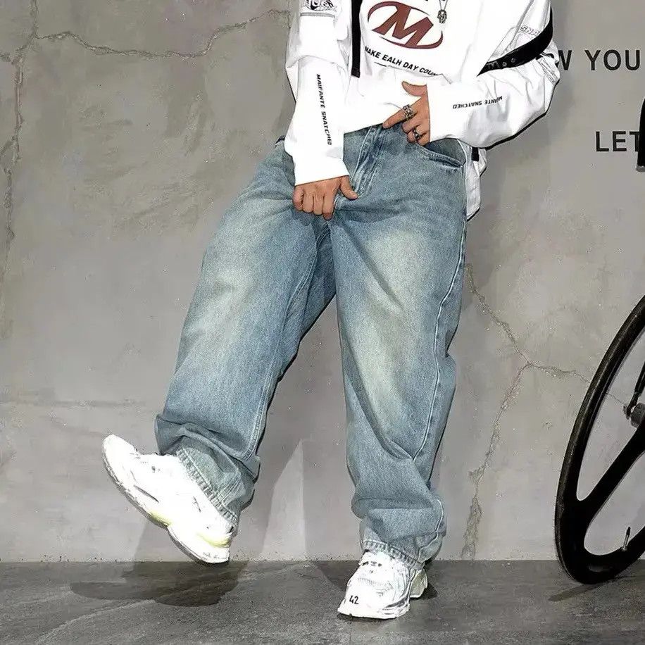 Japanese Brand Distressed Baggy Casual Straight Vintage Retro Jeans y2k Size US 32 / EU 48 - 4 Thumbnail