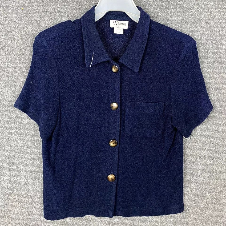 Other K Petite Button Up Top Women's Size 6P Petite Blue Acetate Size M / US 6-8 / IT 42-44 - 1 Thumbnail