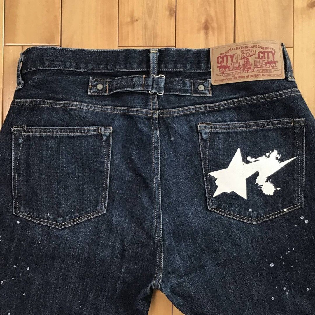 Bape × Nigo BAPE STA Painter Denim Pants a bathing ape star NIGO ★size M Size US 32 / EU 48 - 3 Thumbnail