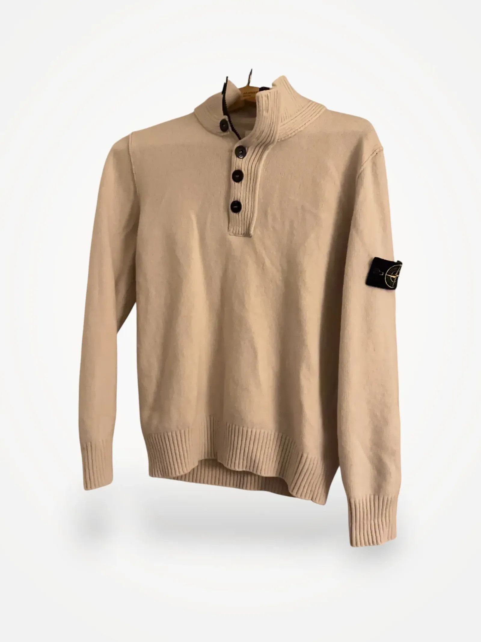 Stone Island Stone Island LAMBSWOOL BUTTONED POLO SWEATER IVORY Cardigan Size US XL / EU 56 / 4 - 1 Thumbnail