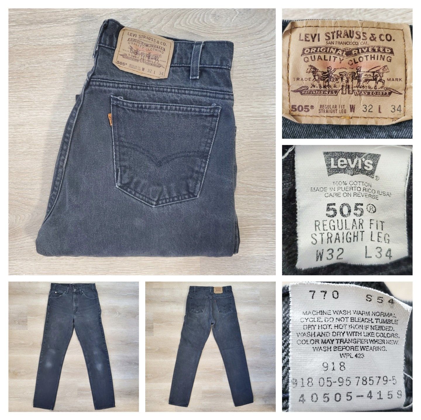 Levi's Vintage Clothing Vtg 1995 Levi’s 505 Orange Tab Jeans Straight Leg Distressed Size US 32 / EU 48 - 1 Thumbnail