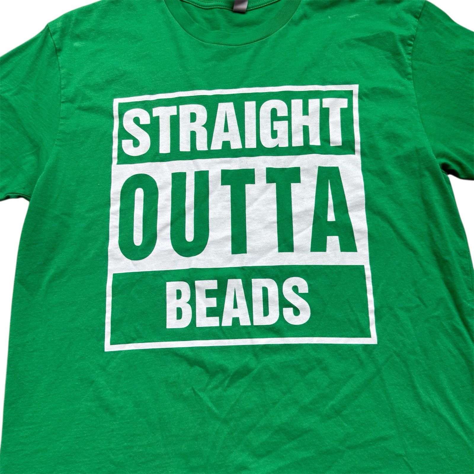 Next Level Apparel Men's L Straight Outta Beads Green White Short Sleeve Shirt Size US L / EU 52-54 / 3 - 2 Thumbnail