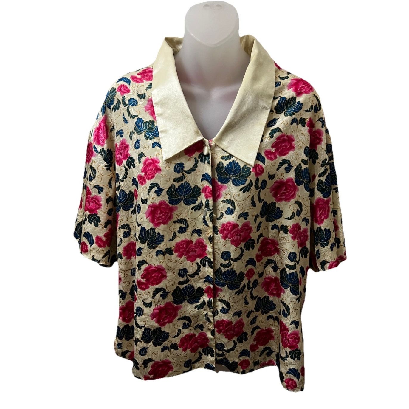 Victoria's Secret Gold Label vintage Satin Floral Pajama Top night shirt M Size M / US 6-8 / IT 42-44 - 1 Thumbnail
