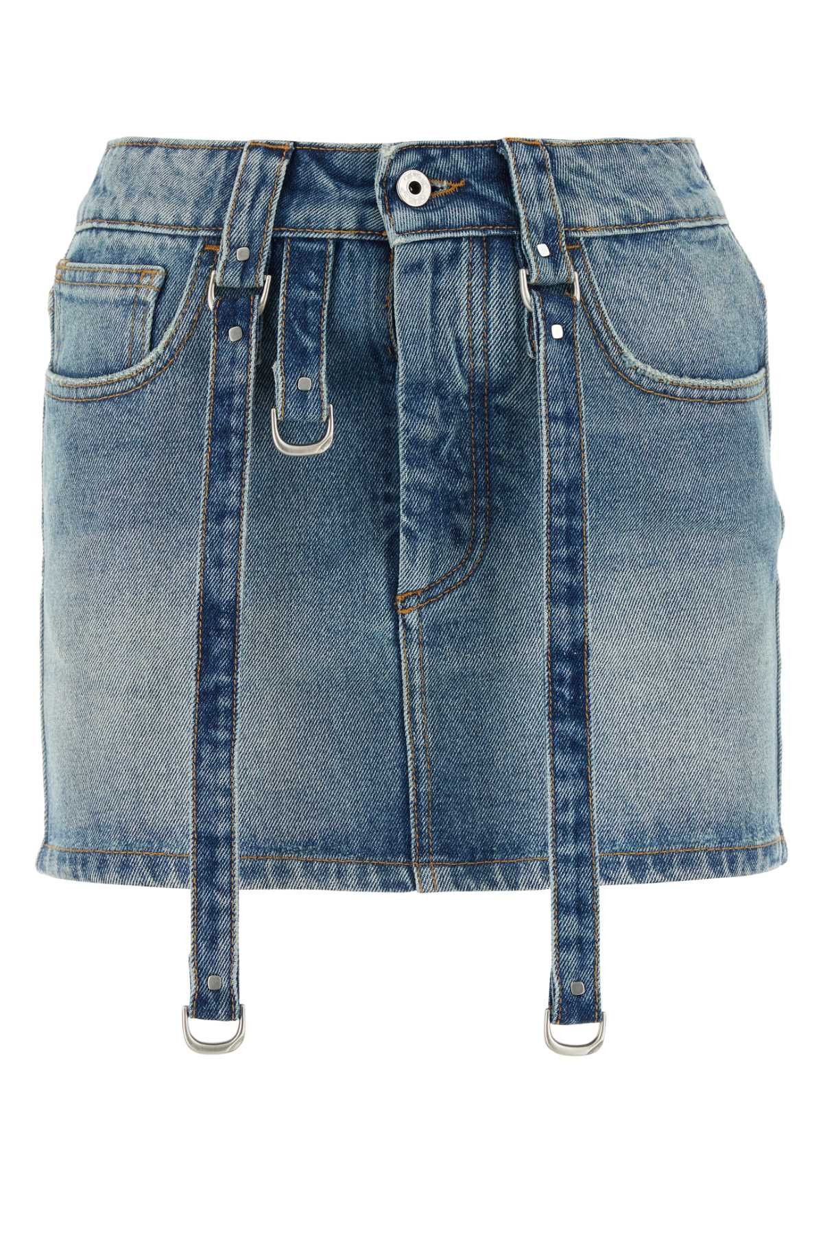 image of Off White Denim Mini Skirt in Blue, Women's (Size 26)
