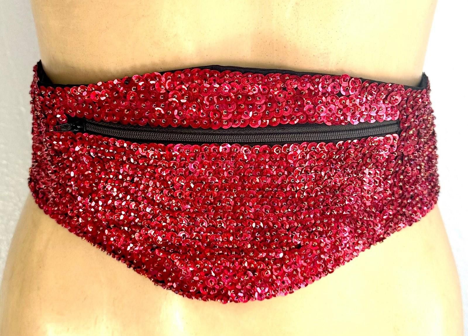 Fashion Victim Sequin Cummerbund Fashion Belt Red Size ONE SIZE - 1 Thumbnail