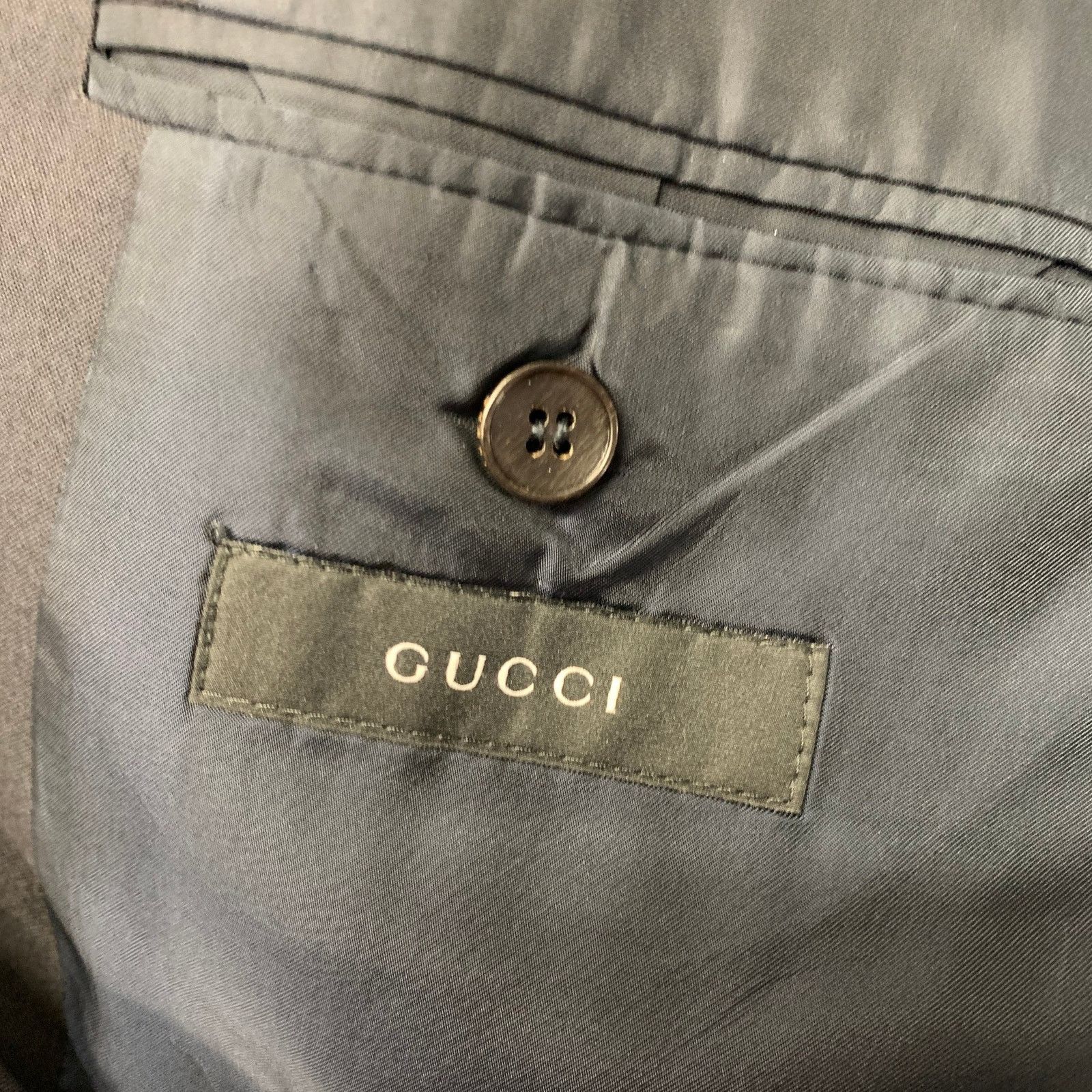 Gucci GUCCI Size 42 Navy Solid Wool Notch Lapel Sport Coat Size 42R - 5 Thumbnail