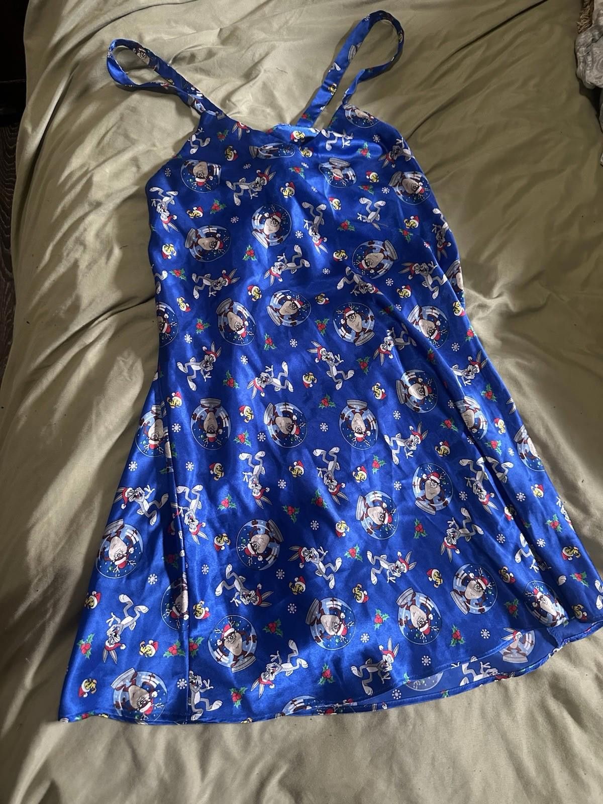 Designer VTG Medium Looney Tunes Night Gown Medium Cami Taz Christmas Size ONE SIZE - 8 Thumbnail