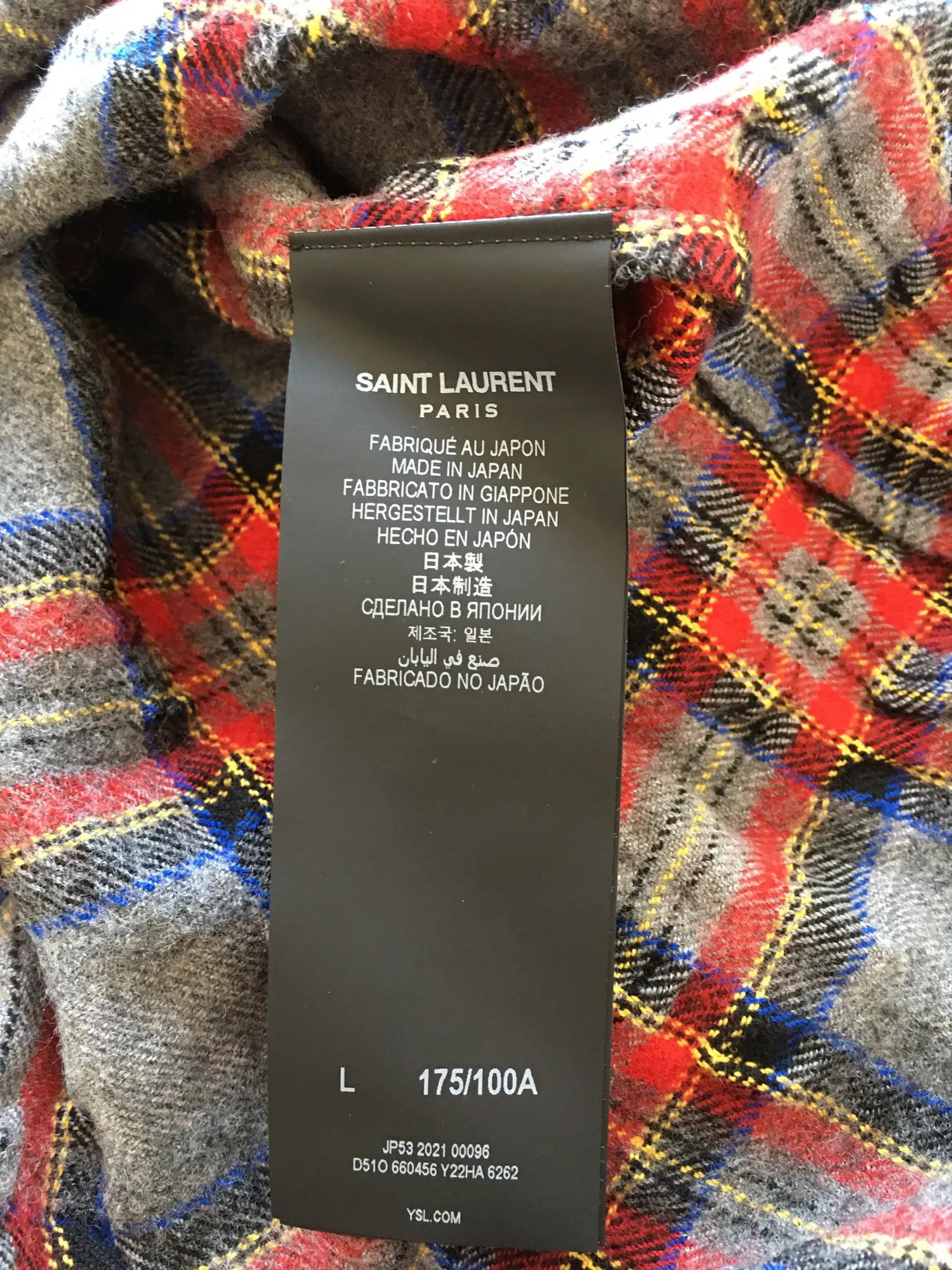 Saint Laurent Paris FW'21 Shirt Wool Flannel Size US L / EU 52-54 / 3 - 4 Thumbnail