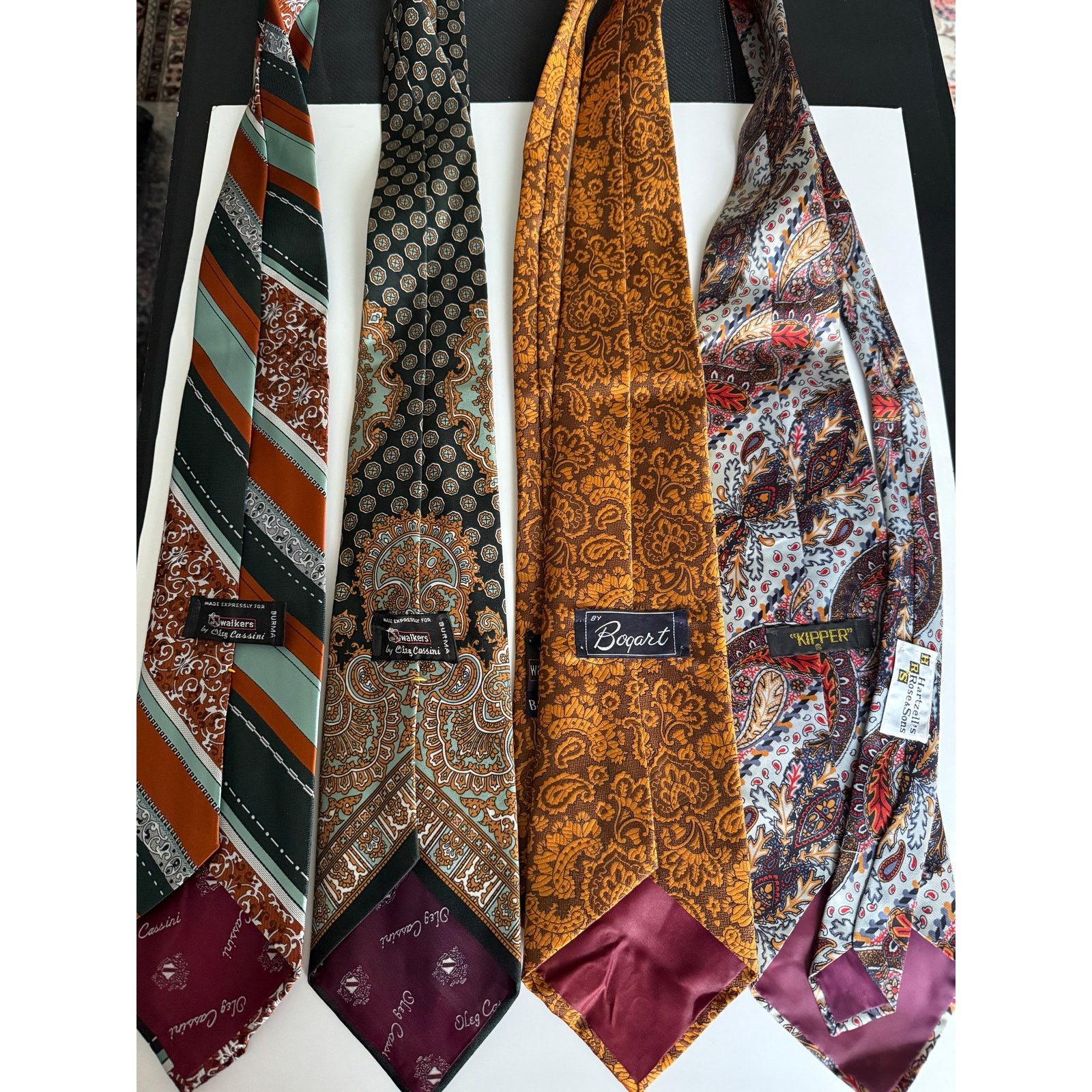 Oleg Cassini Bellini Vintage 1970's Men's Ties 100% Silk Geometric Print Size ONE SIZE - 3 Thumbnail