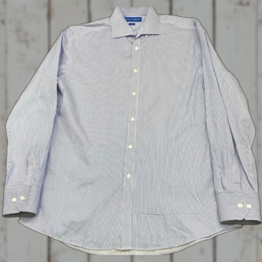 Vince Camuto Vince Camuto Shirt Men's 15.5 Blue Striped Long Sleeve Button Up Slim Fit Dress Shirt Mens 15.5 Blue Striped Vince Camuto Shirt Size US L / EU 52-54 / 3 - 1 Thumbnail