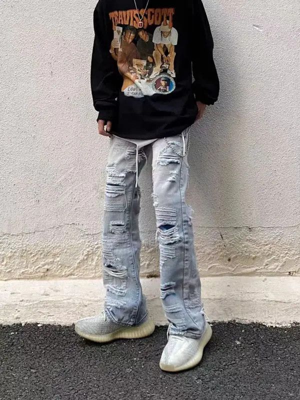 Japanese Brand VIBE Street hip hop washed random ripped loose jeans Size US 32 / EU 48 - 6 Thumbnail
