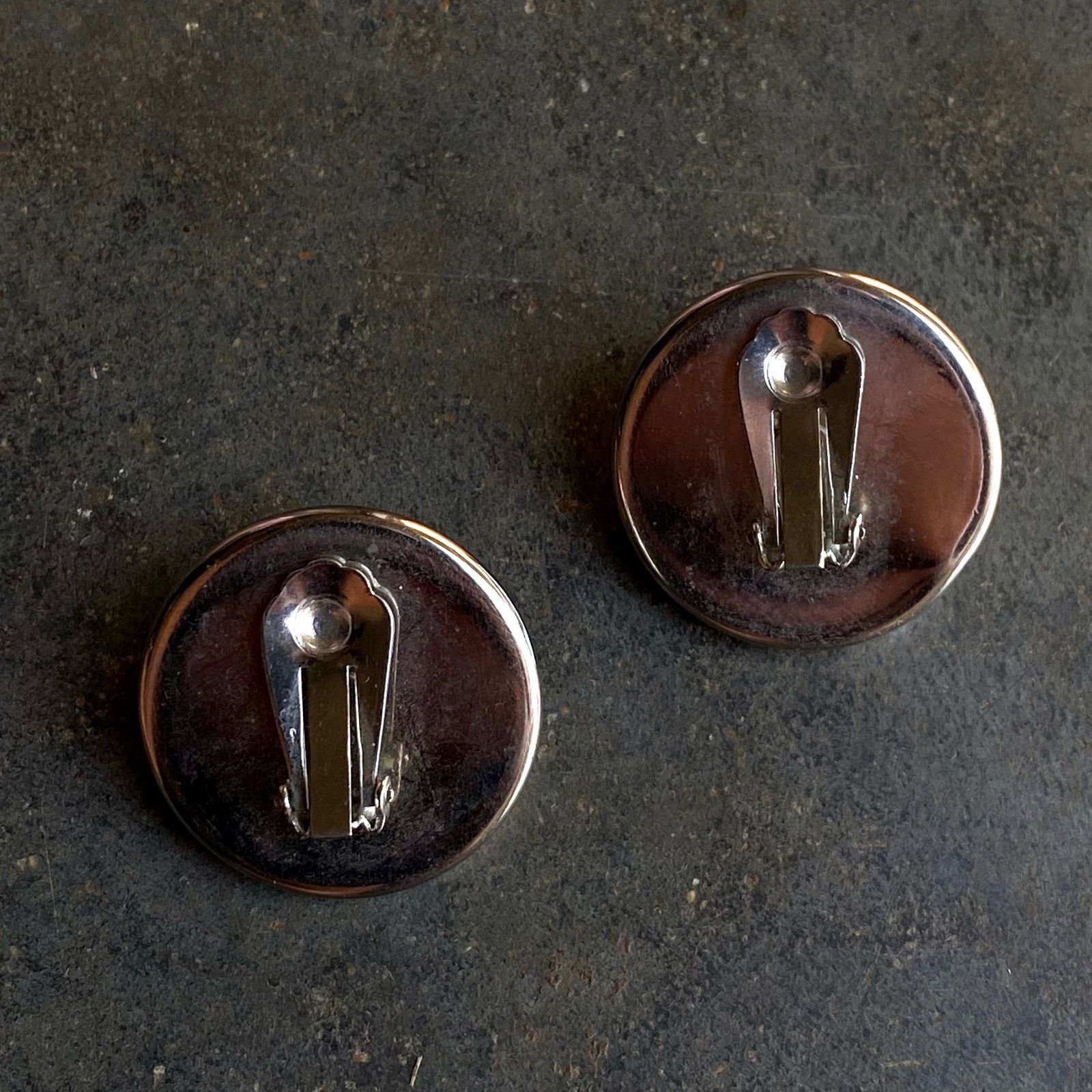 Vintage Vtg 70s Brutalist Circular Silver Green Clip-On Earrings Size ONE SIZE - 6 Thumbnail