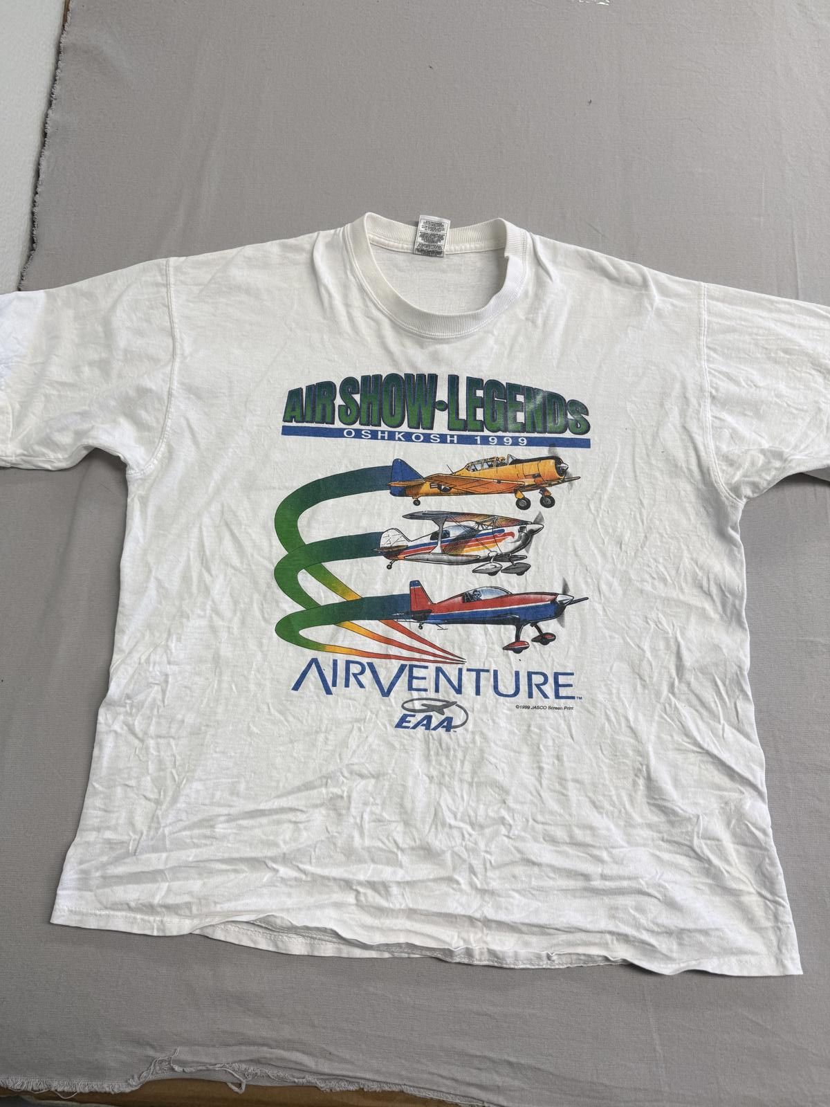 Fruit Of The Loom Vintage Oshkosh Airshow Legends T-shirt 1999 Airventure XL Size US XL / EU 56 / 4 - 1 Thumbnail