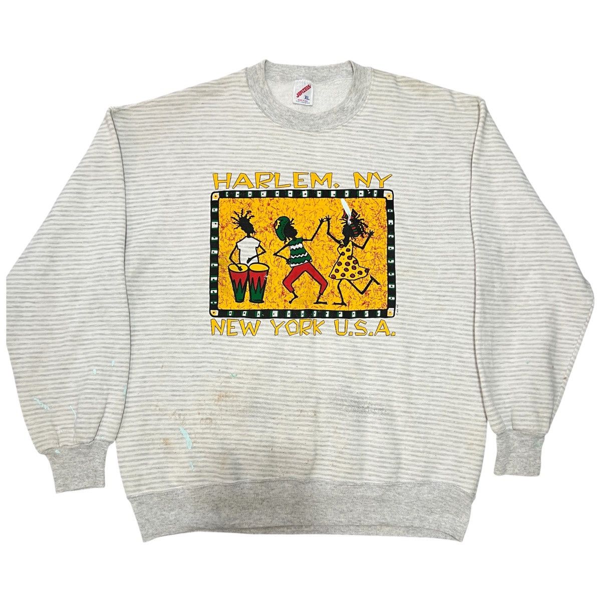 Vintage JERSEES Vintage Harlem New York Border Sweater Size US XL / EU 56 / 4 - 1 Thumbnail