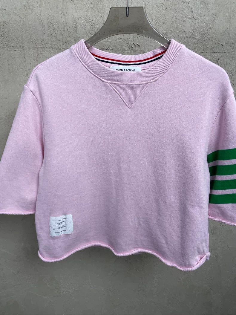 Thom Browne Thom browne Pink and green four-striped short short-sleeved Size XS / US 0-2 / IT 36-38 - 3 Thumbnail