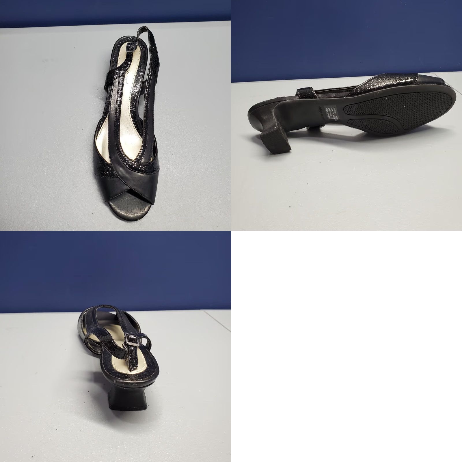 Vintage Easy Street Black Victorian Heels Womens Size 10M Slingback Open Toe Manmade Size US 10 / IT 40 - 9 Thumbnail