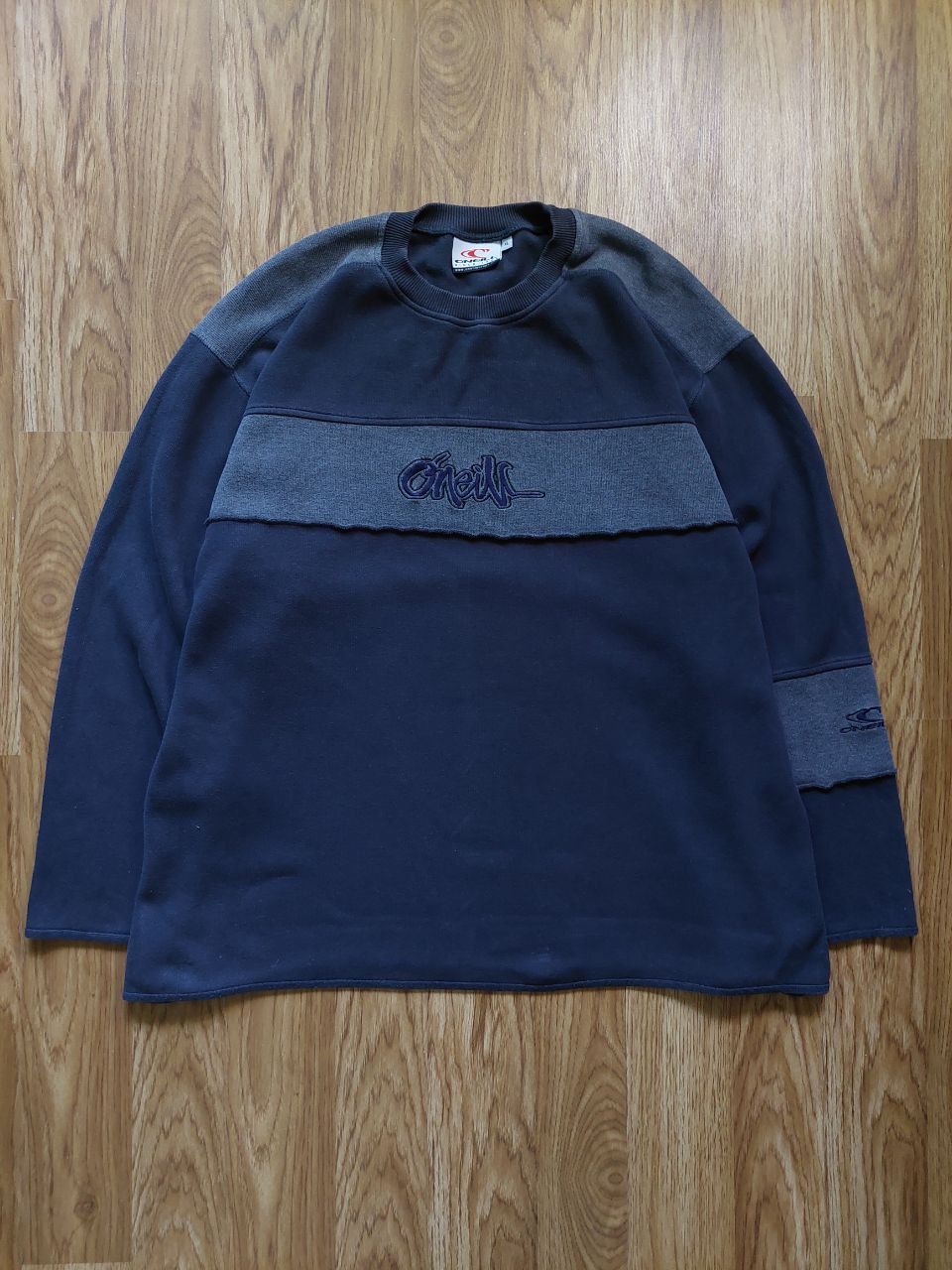 Pre-owned Oneill X Surf Style Vintage Y2k O'neill Big Logo Oversized Sweatshirt In Black/grey
