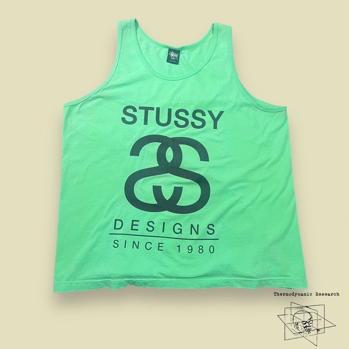 Vintage 90's Stussy Center logo Skate Gang Green T-Shirt
